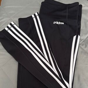 adidas Black Leggings with White Three-Stripes